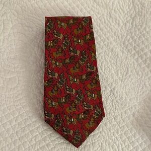 Elegant Red Horse Motif Tie